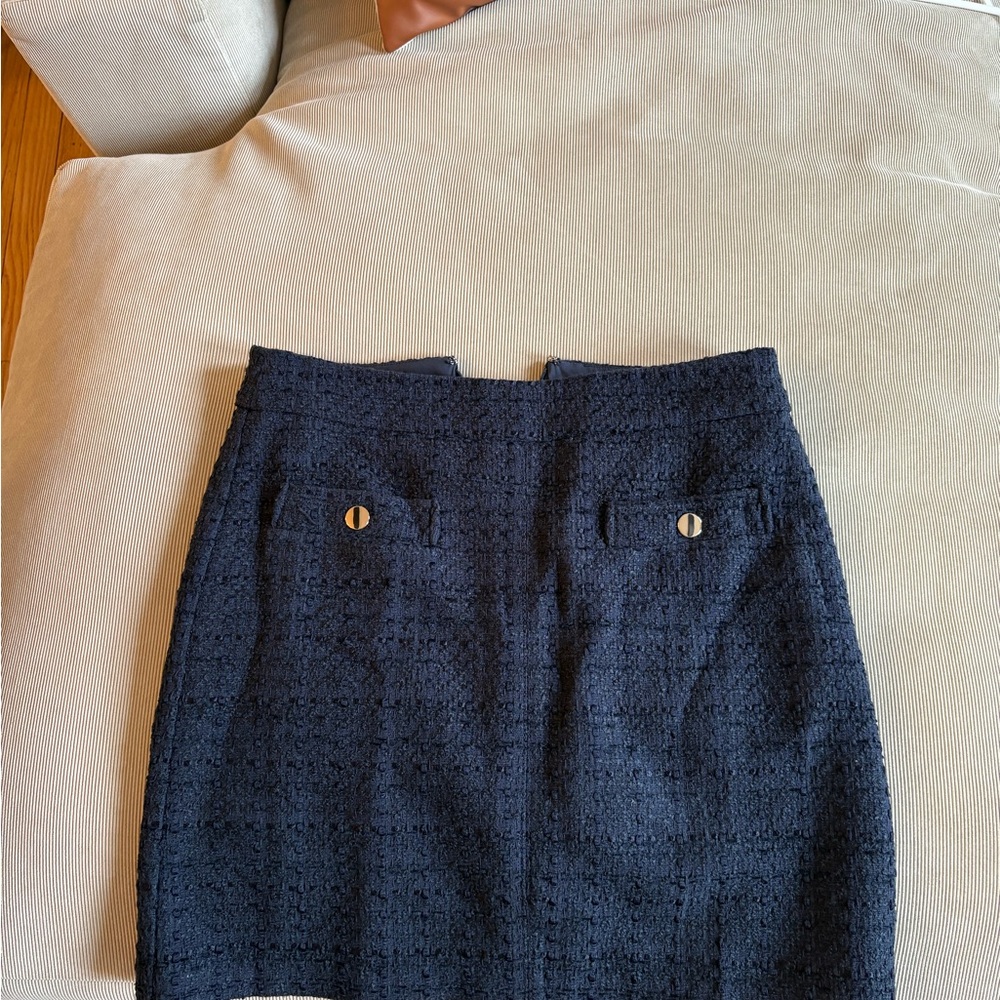 LOFT Textured Dark Blue Pencil Skirt